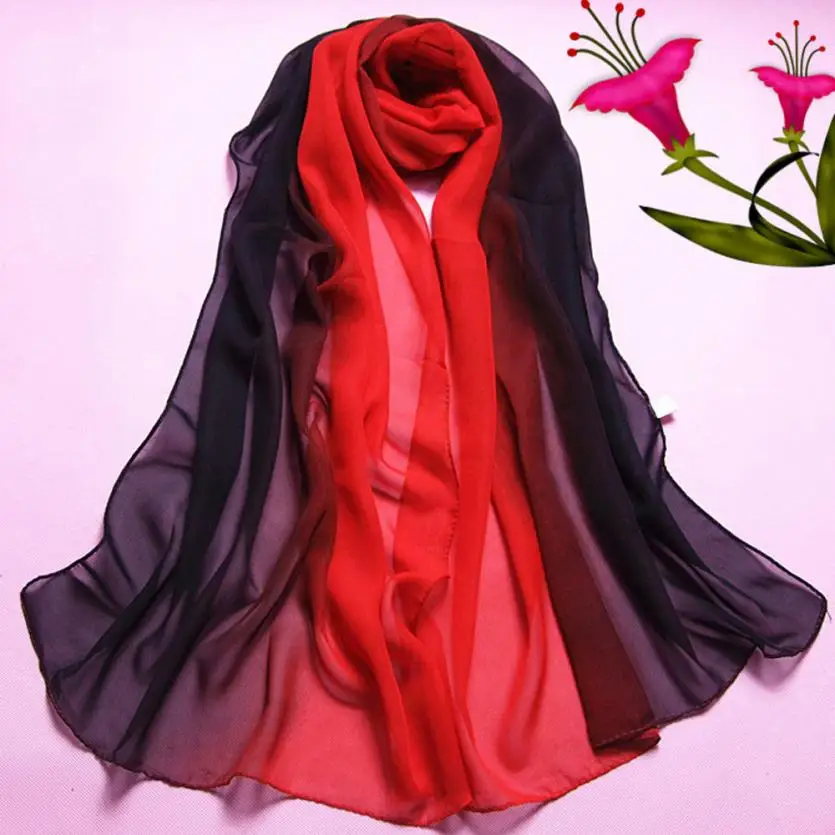 

KANCOOLD Scarves new high quality Chiffon Fashion Lady Gradient Color Long Wrap Shawl scarves women chiffon jan25