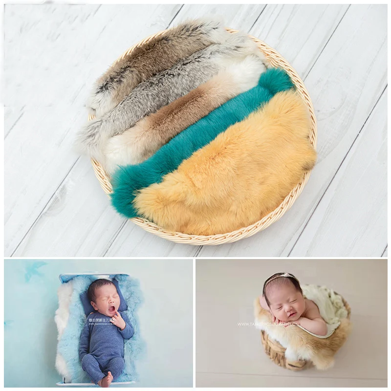 Newborn Photography Props Faux Fur Blanket Baby Photo Shoot Session Backdrops Fabric Posing Basket Filler fotografia Accessories