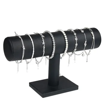 

New Portable Velvet/PU Leather Bracelet Bangle Necklace Display Stand Holder Watch Jewelry Organizer T-Bar Rack Hot Sales HD88