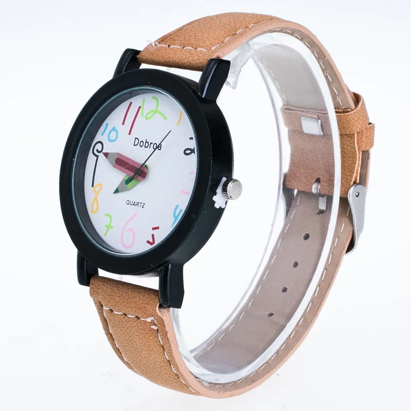 

Hesiod New School Quartz Watches Fashion Casual Women Children Leather Watch Pencil Design Student Watch