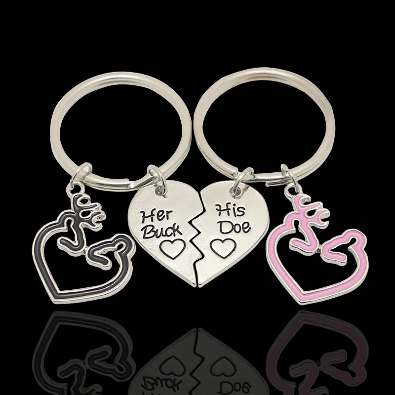 Fashion-Elk-Deer-Love-Heart-Couple-Pendant-Keychain-Accessories-Jewelry-Creative-Letter-Her-Buck-His-Doe (1)