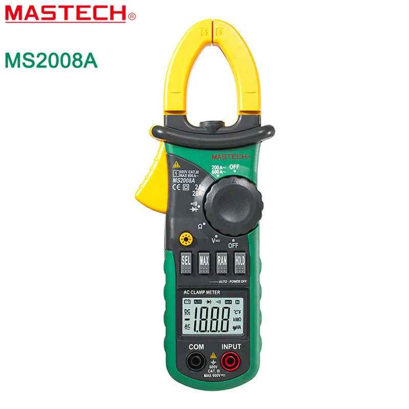 

MASTECH MS2008A Digital Multimeter Amper Clamp Meter Current Clamp Pincers AC Current AC/DC Voltage Resistance Tester