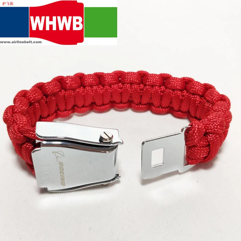 AIRBUS BEOING white aircraft airplane airline safety belt buckle red rope Characteristic knitting bracelet /hand chain/Paracord