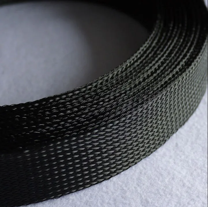 Плетеные плоские ПЭТ рукава 14 мм 16 18 20 25 30 35 40 60 100 мм|cable wire|wire cableblack cable |