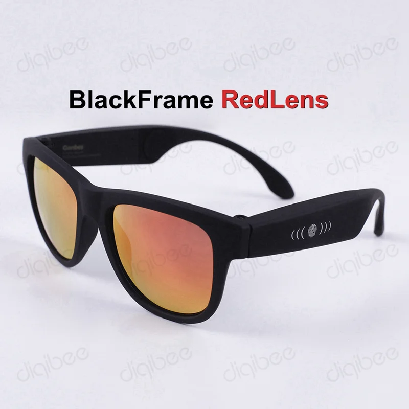 Новые Модные Смарт-очки сенсорные костные проводящие наушники UV400 поляризованные солнцезащитные очки Bluetooth Беспроводные наушники с микрофоном - Цвет: BlackFrame RedLens