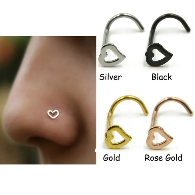 Stainless steel love heart multicolor nose Rings nose Hooks Body