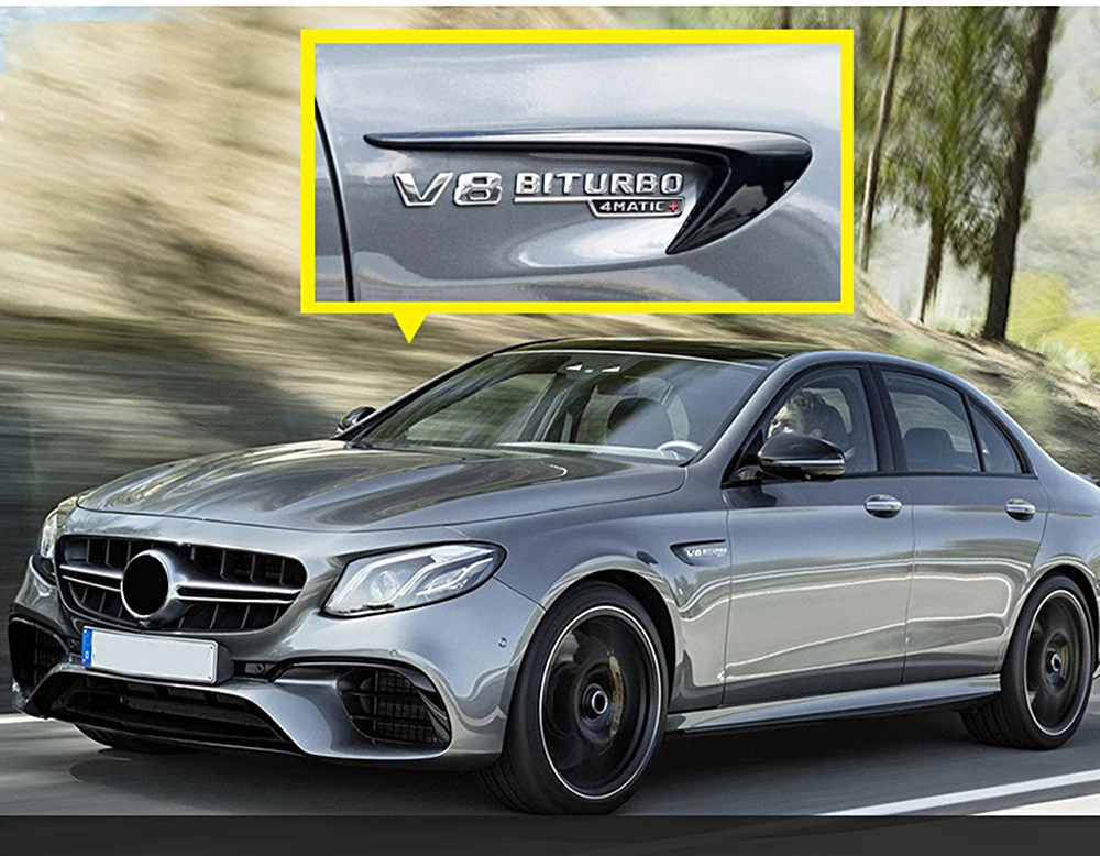 2 шт. крыло ветряные лопасти Air Cover V8 BITURBO логотип наклейка с эмблемой для Mercedes Benz AMG A B C E S R G Class W220 W221 W222 W245 SLS