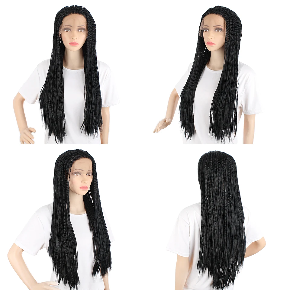 Leeven Сенегальский 2X твист косы парики синтетические плетеные волосы парик шнурка Косплей Черный парик для женщин высокотемпературное волокно