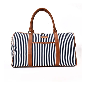 

Women Travel Bag Fashion Striped Duffel Tote Large Weekend Bag Female Packing Cubes Suitcase Shoulder Bags Black/Red