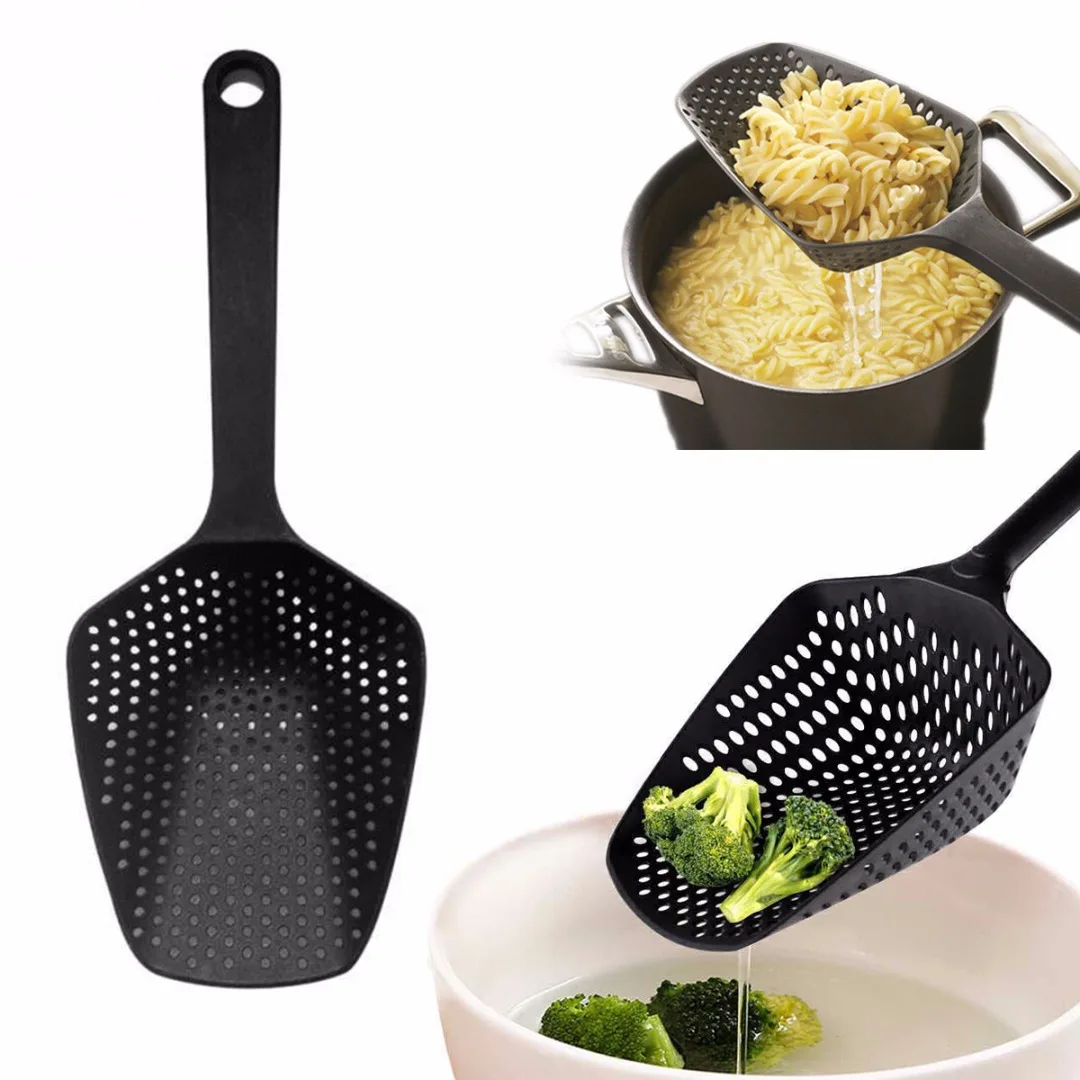 New Large  Kitchen Accessories Gadgets Nylon Strainer Scoop Colander Drain Veggies Water Scoop Gadget Cooking Tools Black