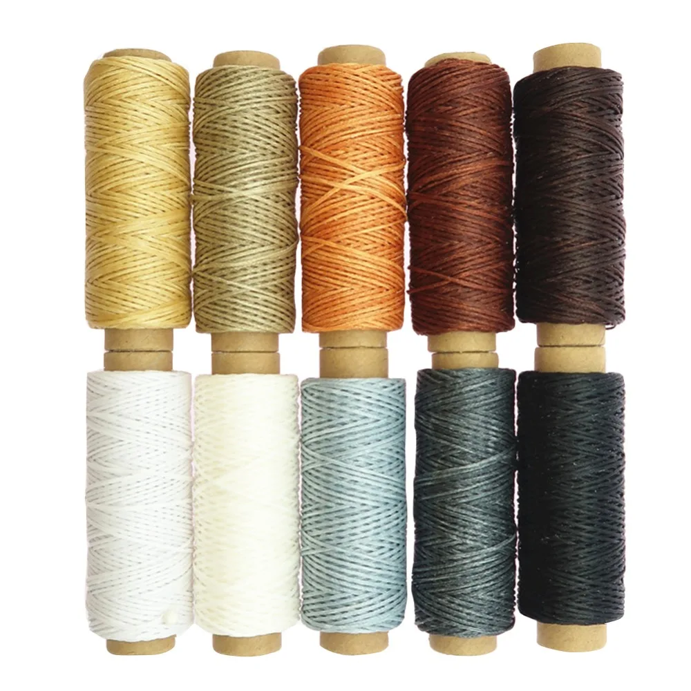 

150D 1MM Diameter Waxed Thread Cotton Polyester String Strap Wholesale Sewing Craft for Leather Craft Stitching 10 colors/set
