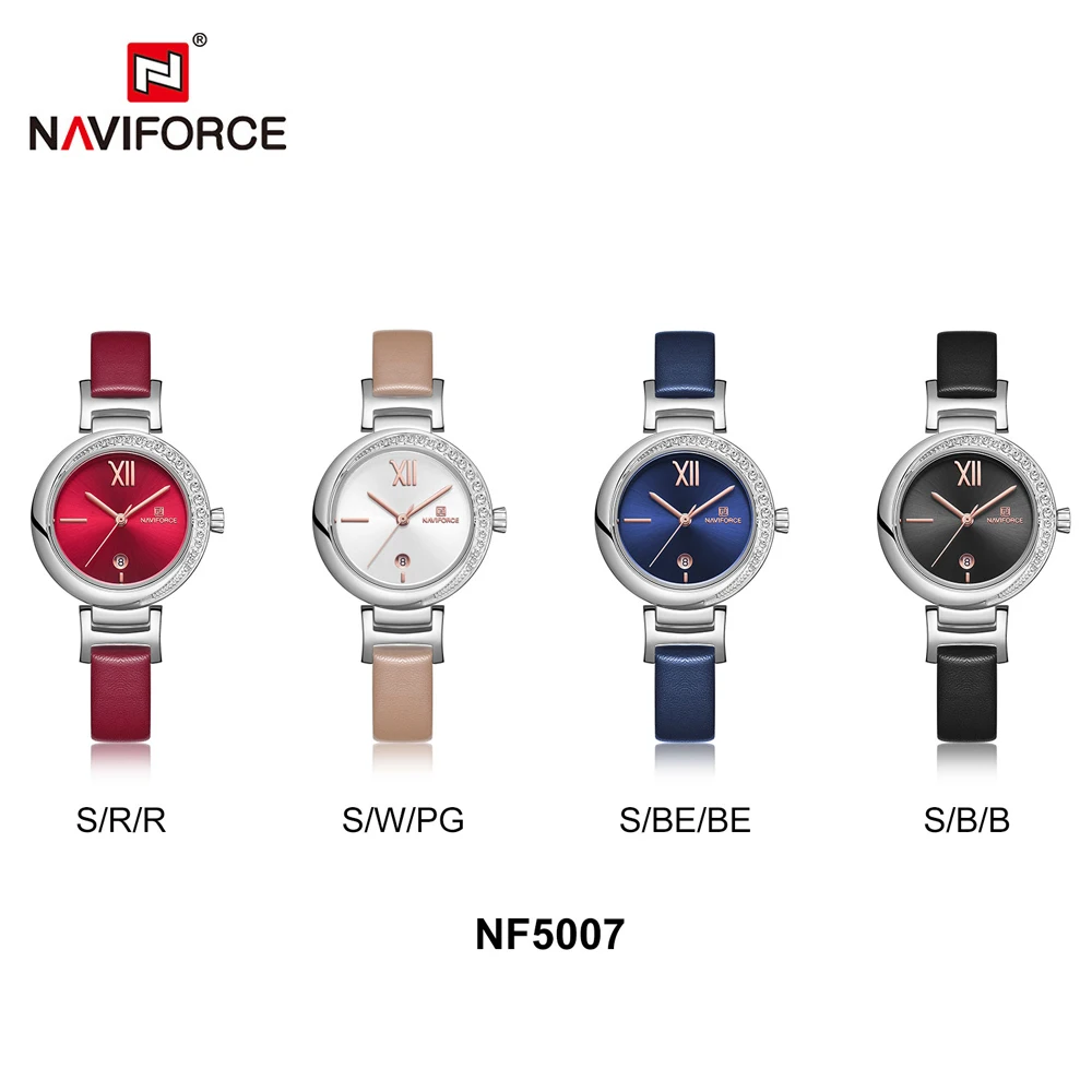 NAVIFORCE женские часы брендовые Модные Роскошные Кварцевые женские часы девушка платье часы кожаные Наручные часы Montre Femme Reloj Mujer