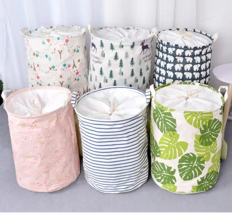 

35*45cm Basket For Toys Linen Laundry Basket Folding Dirty Clothes Storage Storage Basket With Cover