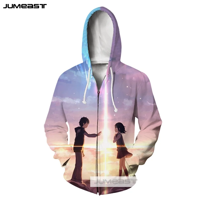 Бренд Jumeast 3D принт японское аниме ваше имя Мужская/Женская толстовка на молнии