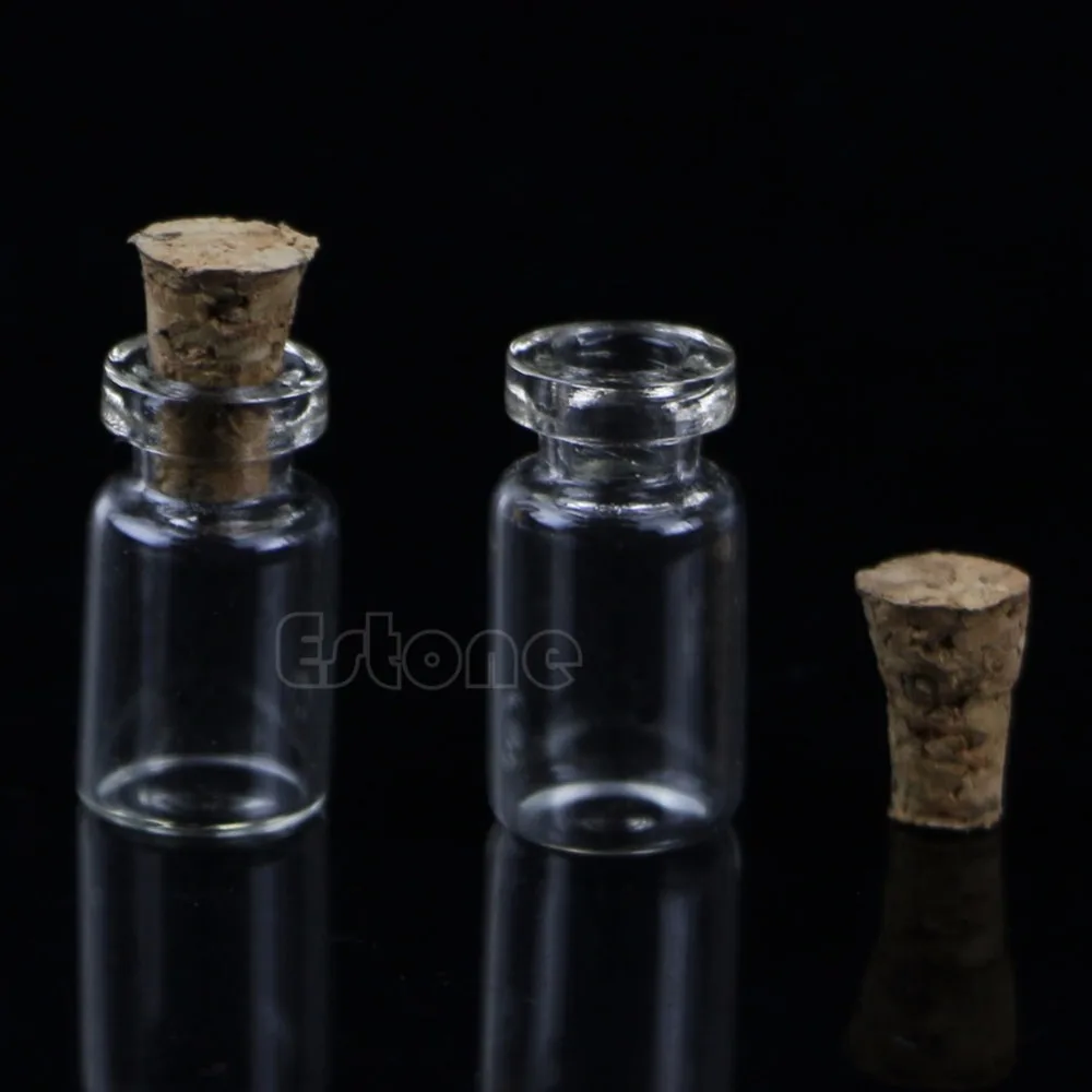 10pcs Small Empty Clear Glass Bottle Vials with Cork Storage Craft 0.5ml 10*18mm W215