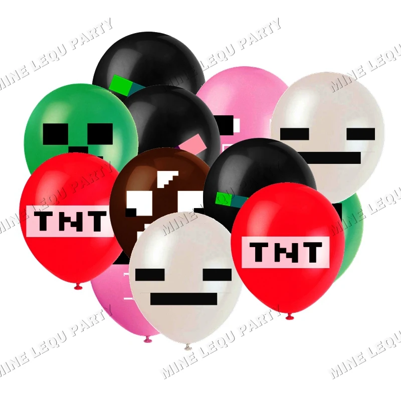

Mining Pixel Game Craft Balloons Latex TNT Cow Wolf Pig Design Supplies Material Children Kids Boys Girls MINE LEQU PARTY