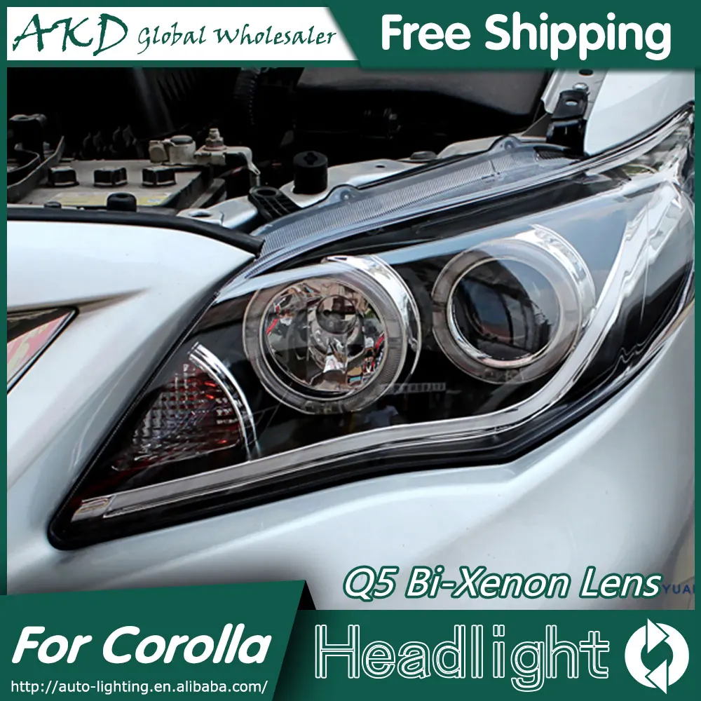 AKD автомобильный Стайлинг для Toyota Corolla фары 2011-2013 Angel Eye светодиодный фары DRL Биксеноновые линзы дальнего ближнего света парковочные противотуманные фары