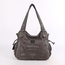 Angel Kiss Повседневная Сумка-тоут нового дизайна, женские Сумки из искусственной кожи с эффектом потертости, сумки на ремне для дам