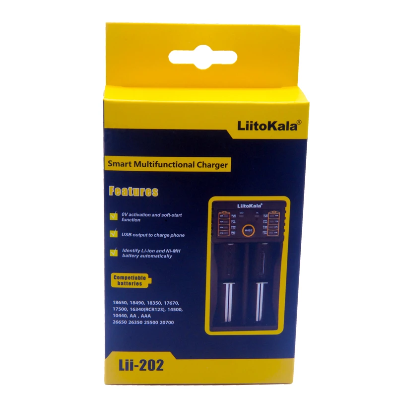 

NEW LiitoKala lii-202 18650 battery charger 1.2V 3.7V 3.2V 3.85V AA/AAA 26650 10440 14500 16340 18350 battery smart charger
