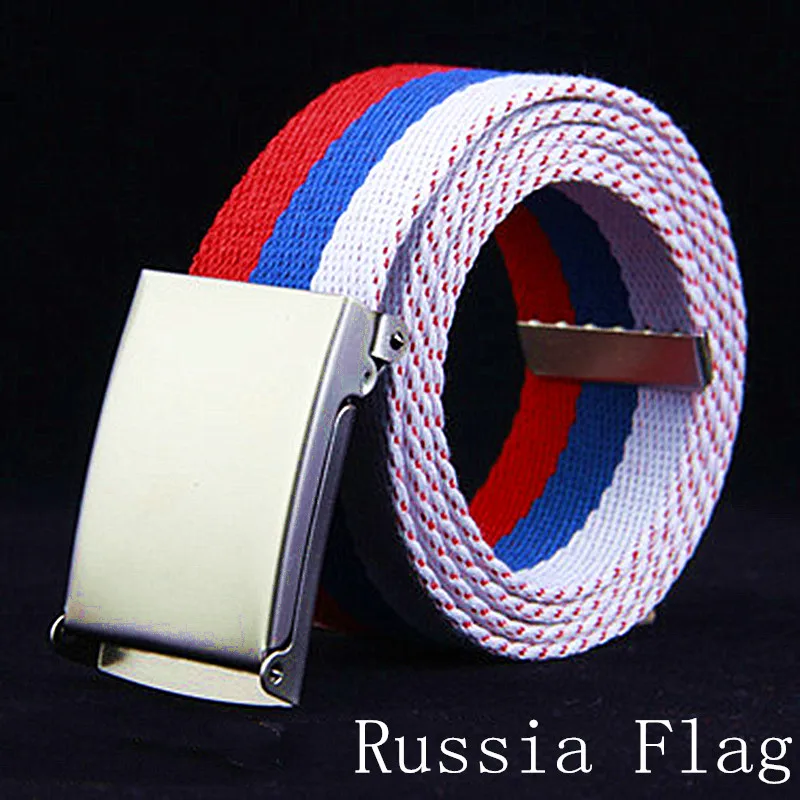 

2019 New Russia Flag Striped Belt For Men Elastic Knitted Belt Military Uniforms Tactical Buckle Belts Metal Press Buckle Belt