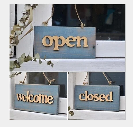 vintage wood welcome open