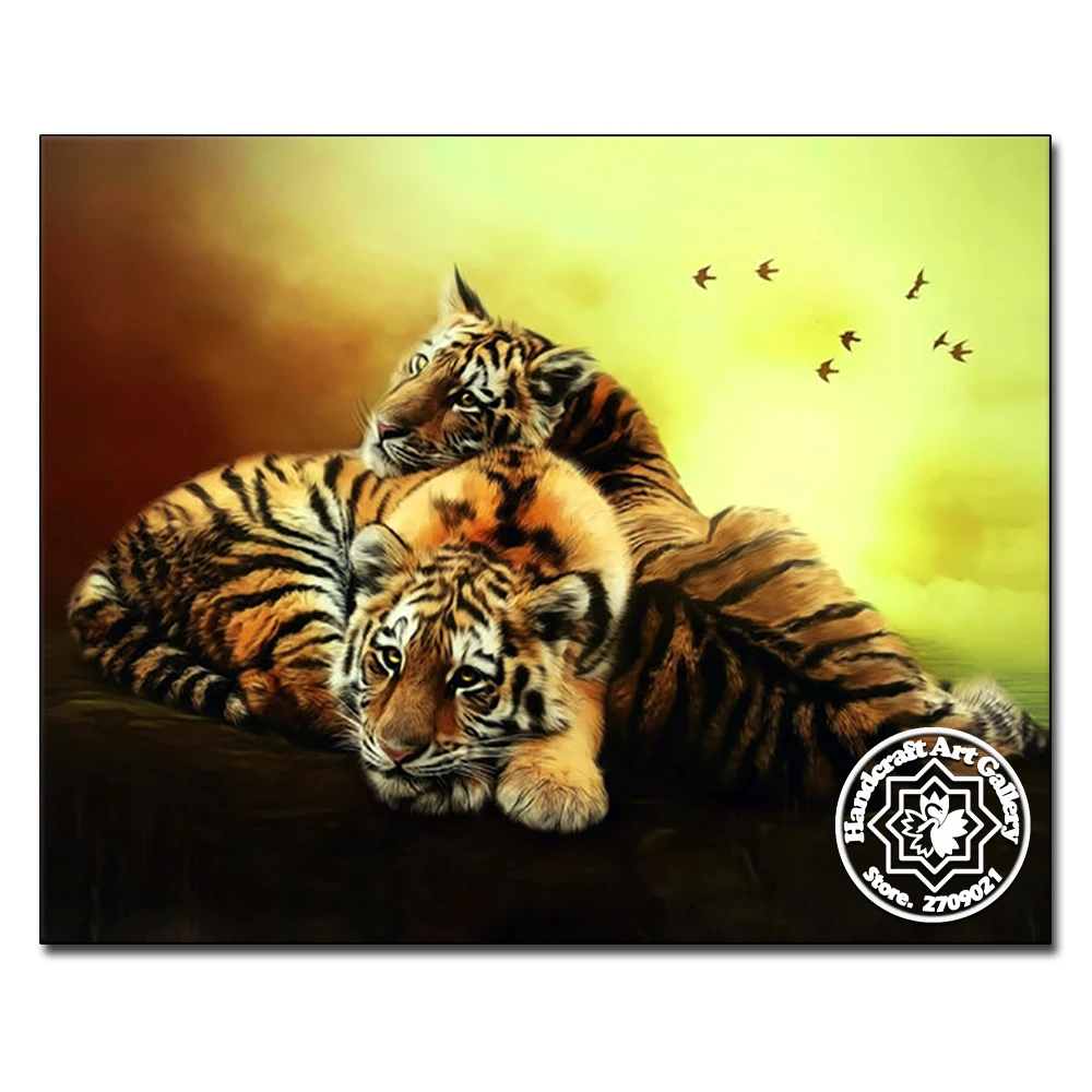 

New 5D Crafts Diamond Embroidery Animals Diamond Mosaic Full Drill Round Painting Cross Stitch Crystal Diamond Painting Tiger