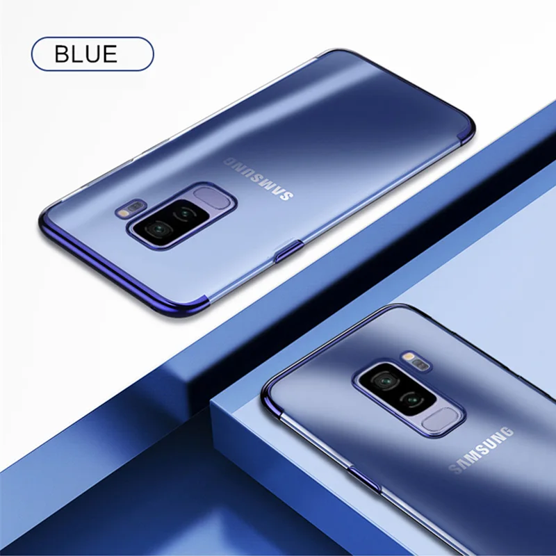 Мягкий силиконовый чехол для samsung S8 S9 S7 S6 Edge Plus Note 9 8 S10 плюс S10 Lite прозрачная крышка на Galaxy A5 A8 A6 A7 - Цвет: Blue