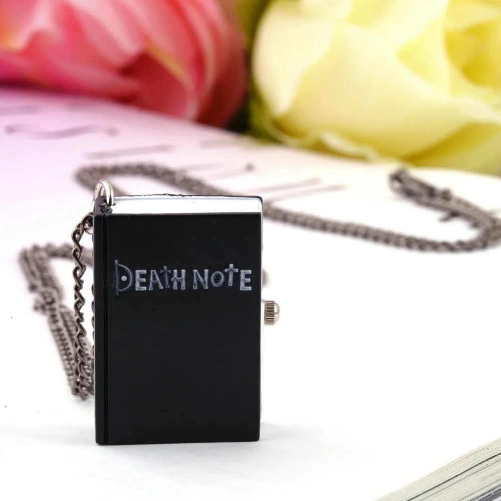 

Black Death Note Pocket Watch Necklace book shape quartz Watch Vintage
