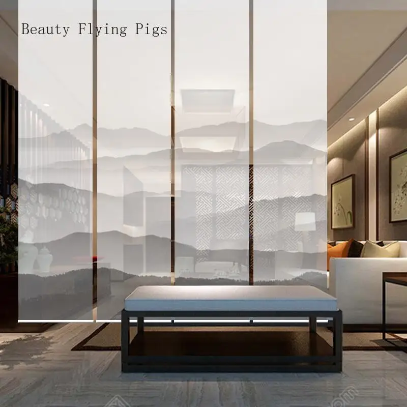 Customized Chinese style screen ventilated partition shading living room classical mountain artistic conception roller blind | Дом и сад