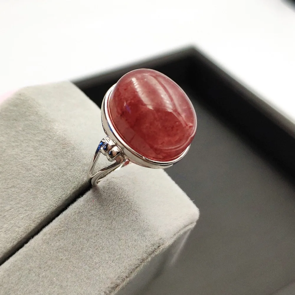 

2019 Natural Ice Red Strawberry Quartz Woman Ring Newly Healing Stone Healing Stone 16x14mm Best Gift Drop Shipping AAAAA