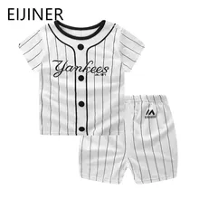 Одежда в полоску для маленьких мальчиков летний комплект одежды для новорожденных мальчиков из 2 предметов, хлопковый костюм для маленьких девочек рубашка+ штаны, комплект одежды для младенцев