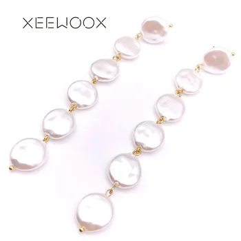 

2019 New Bohemia Boho Long White Pearl Drop Earring Big Large Woman Statement Drop Earring XEEWOOX Design Party Focus Gift