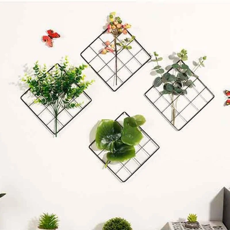 

Nordic Style Metal Iron Mesh Grid Wall Photos Pictures Postcards Frame Storage Rack Home Bedroom DIY Decoration
