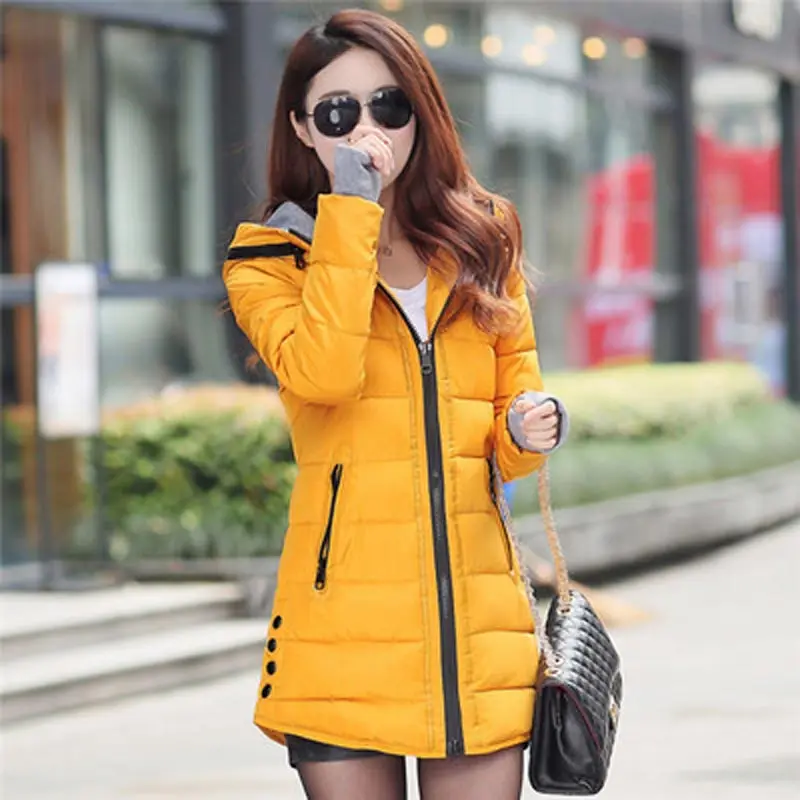 Новая стеганая куртка женская зимняя куртка хлопковое пальто тонкая Парка женская плюс размер женские куртки и пальто AE1265 - Цвет: Золотой