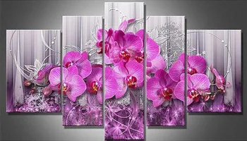 

5pcs Diamond Painting Flower Orchid Cross Stitch Multi-picture Diamond Embroidery Full Square Rhinestones Painting Mosaic