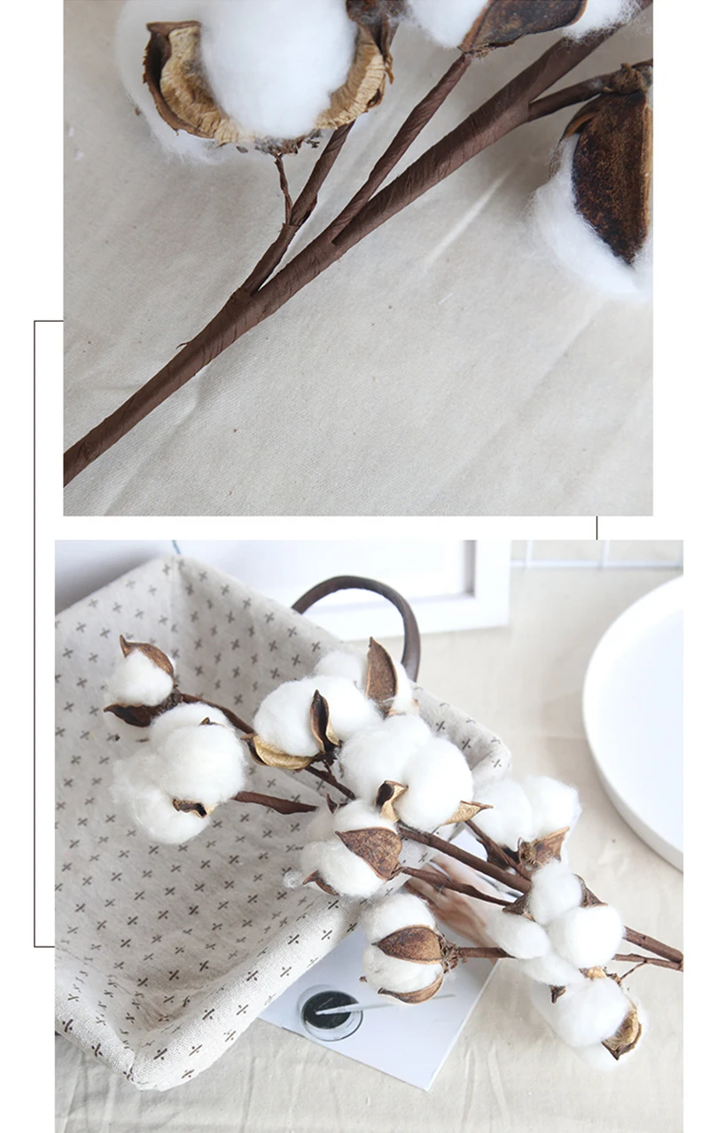 JAROWN Simulation Flower Artificial 10 Heads Natural Cotton Branches Home Decoration Wedding Bouquets DIY Fake Flowers Decor (3)