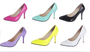 

8cm High Heels Office Women Shoes pointed-toe Thin Heels Pumps For Work Candy Color Tacones Sapatos Femininos Salto Alto WSH151