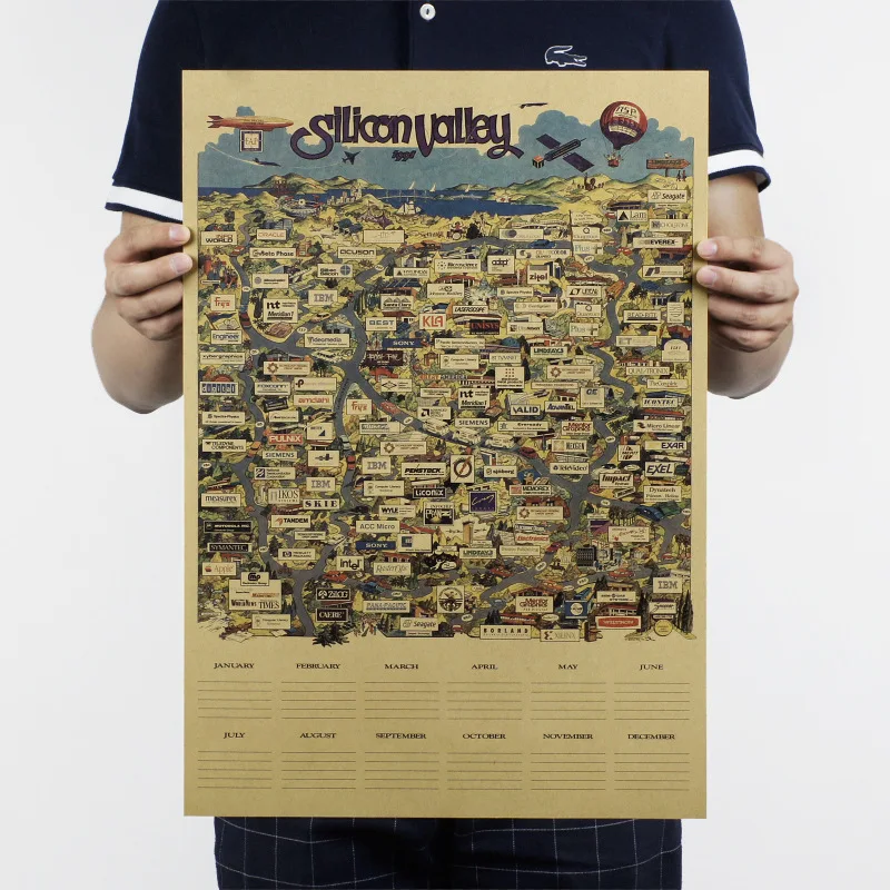 

Famous IT company Encyclopedia/silicon valley/kraft paper/bar poster/Retro Poster/decorative painting 51x35.5cm Free shipping