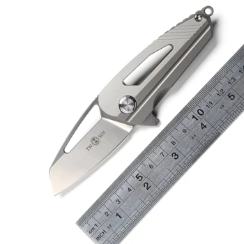 

TWO SUN TS08 D2 blade Tactical Flipper ball brearing folding knife titanium camping hunt Pocket knives outdoor Survival EDC Tool