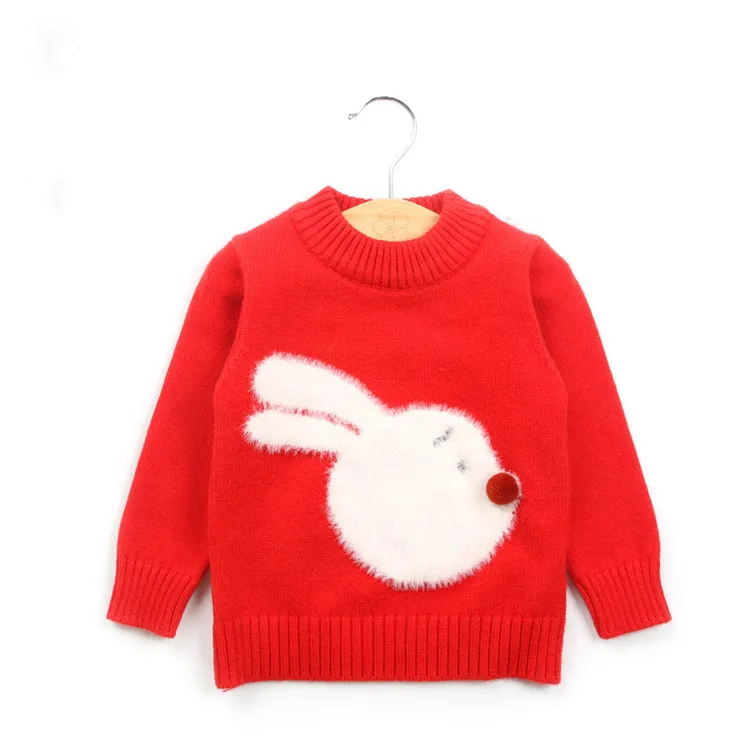 Baby Girl Sweaters Cute Cartoon Rabbit Autumn 2018 Toddler Cotton O-neck Casual Girls Sweaters Sort Warm Sweater Knitted  1001