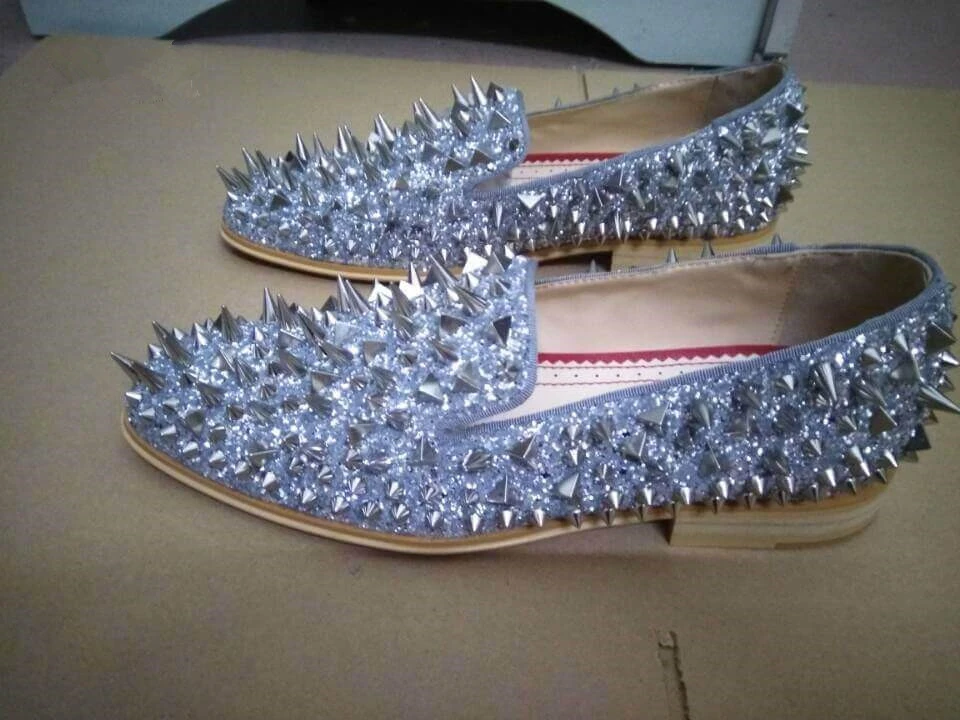 gold spiked loafers mens