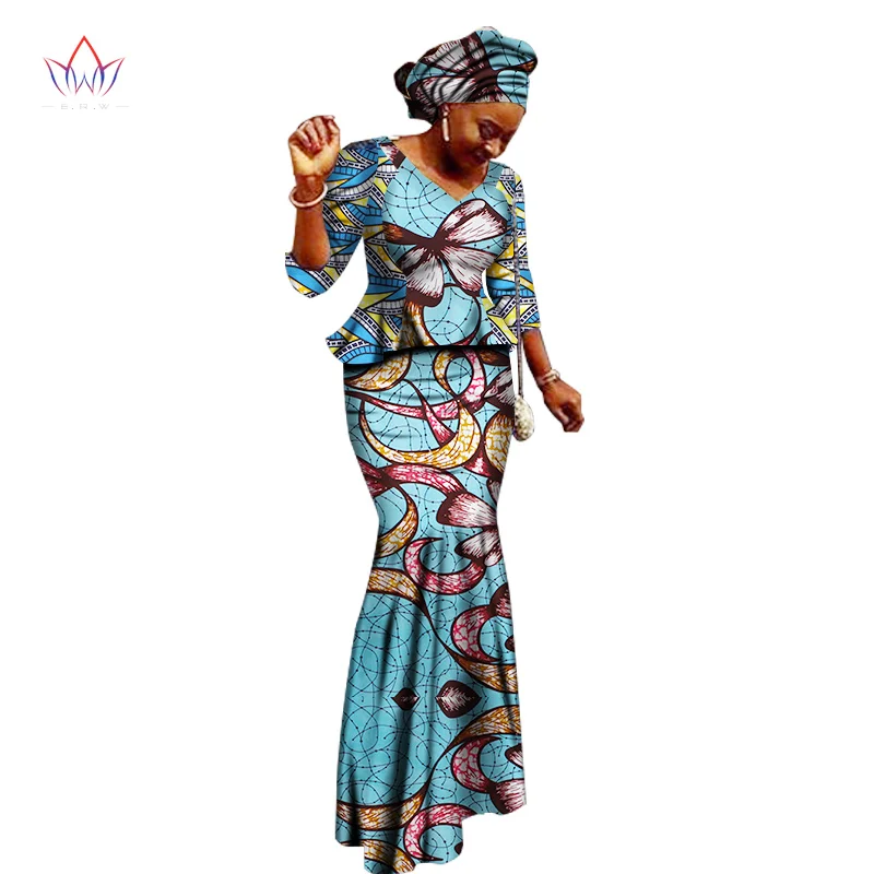 2017 African Women Clothing Brand African Vestido 6XL Wax traditional african clothing 2 pieces for Women Skirt Set none WY1401