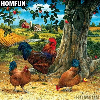 

HOMFUN Full Square/Round Drill 5D DIY Diamond Painting "Animal chicken" 3D Embroidery Cross Stitch 5D Decor Gift A01250