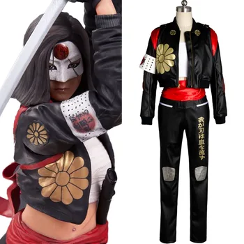 

Suicide Squad katana Carnival Cosplay Costume Faux Leather Full Set Uniform Halloween Carnival Costume Women