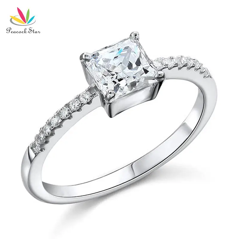 

Peacock Star Solid 925 Sterling Wedding Party Engagement Ring 1 Carat Princess Cut Jewelry CFR8024