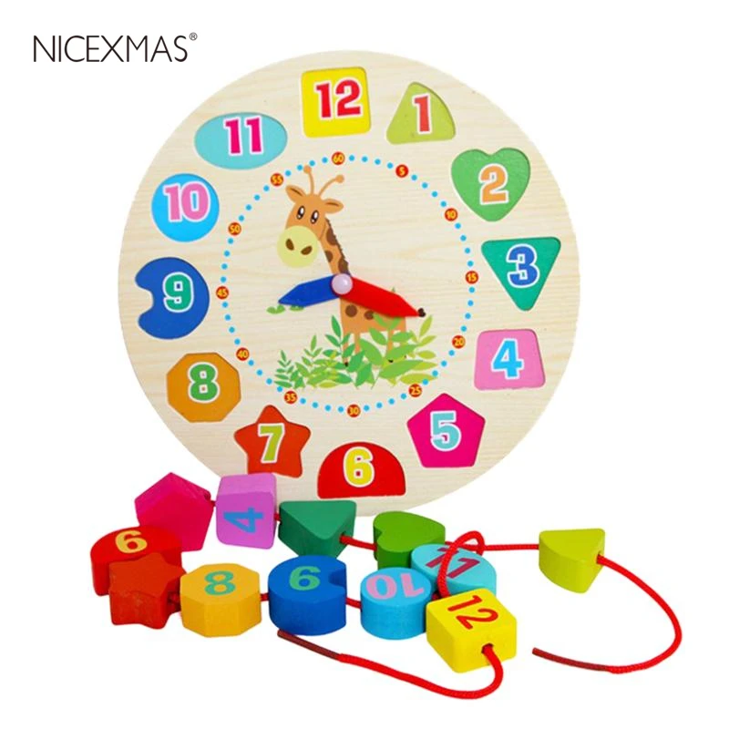 

1PC Toy Clock Colorful Educational Early Learning Wooden Kids Toys Time 1-12 Numbers Clock for Baby Toy Gift Girls Toddlers