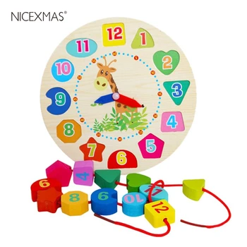 

1PC Toy Clock Colorful Educational Early Learning Wooden Kids Toys Time 1-12 Numbers Clock for Baby Toy Gift Girls Toddlers