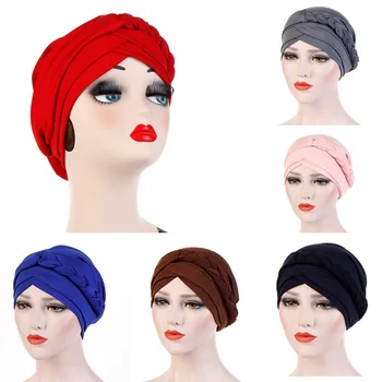 

Summer Muslim Headgear Milk Silk Pure Monochromatic Half-sided Whip hijab caps scarf headscarf