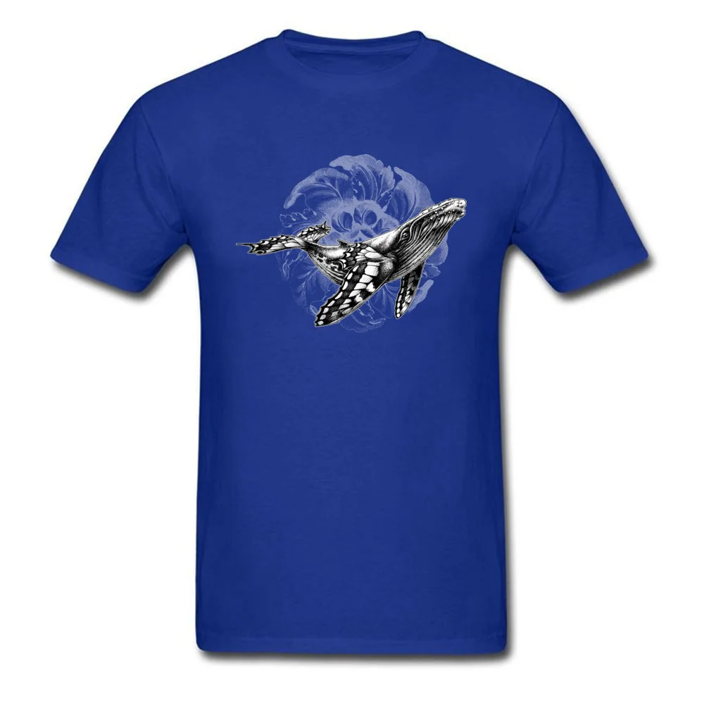 Butterfly Whale Dark Background 100% Cotton Tees for Men Summer T-shirts Casual Hot Sale Round Neck Tees Short Sleeve Butterfly Whale Dark Background  blue