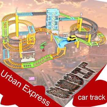 

Car Racing Magical Track Urban Express High Speed Electric City Highway Rail Track Race Driving Toys For Children Boys Girls